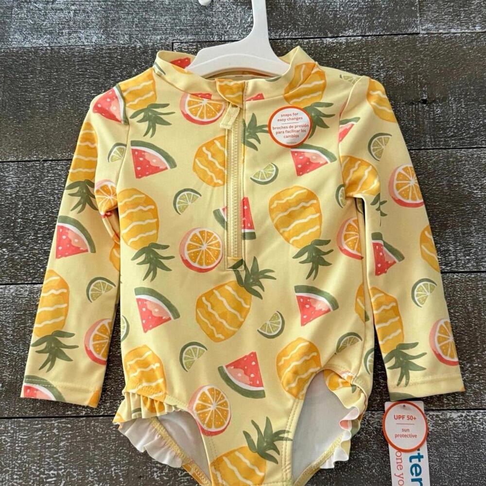 Carter's Baby Girl Long Sleeve Rashguard Swimsuit – 12 Months‎ (NWT)
